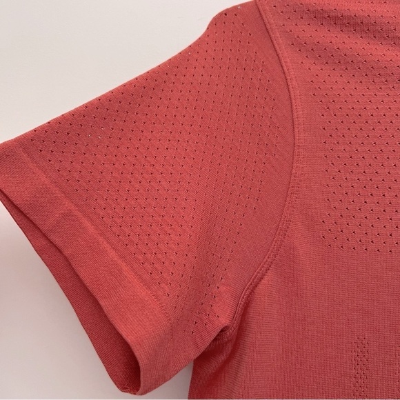 Lululemon Breeze By Short Sleeve Spell Out Vent Athletic Tee Rustic Coral 6 - Picture 5 of 11